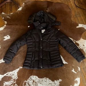 Esprit brown winter short jacket with hoodie. Size 10